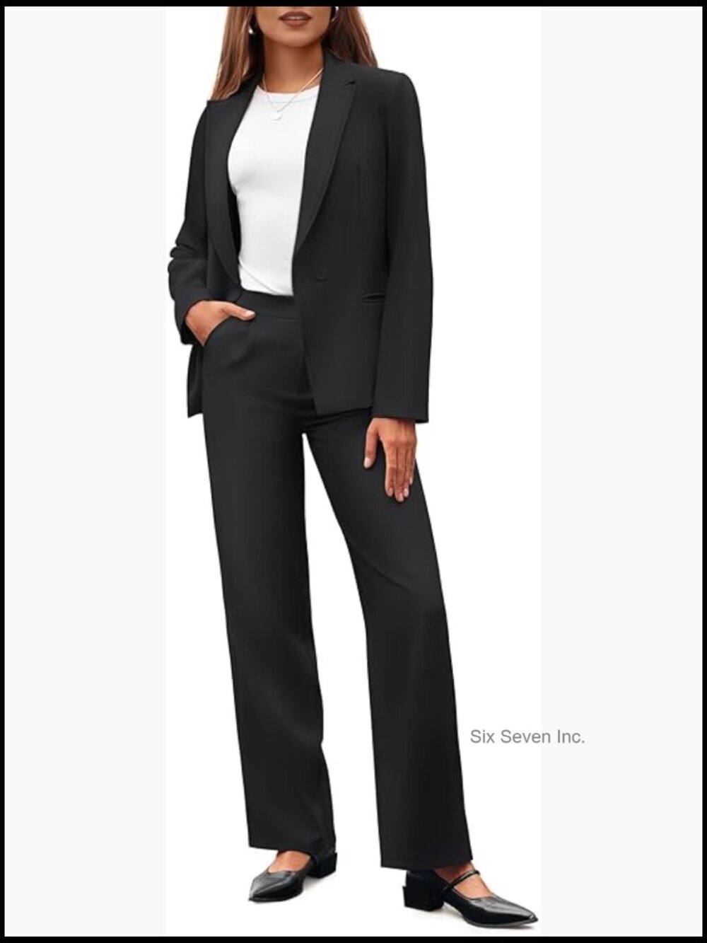 2 Piece Blazer Wide Leg Pants Business Casual Suit Set